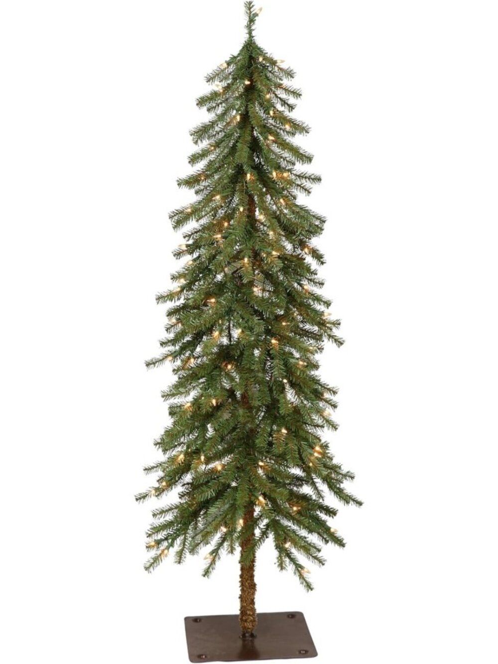 5ft Pre-Lit Alpine Artificial Christmas Tree, 150 Clear Lights, Easy Setup